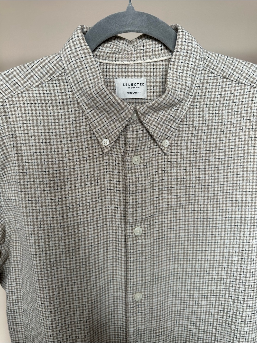 Selected Homme Beige Check Button-Down Shirt